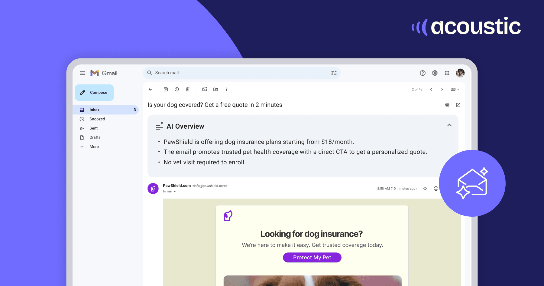 Screens showing an email marketing interface with a send icon