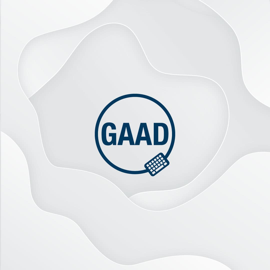 Global Accessibility Awareness Day logo on top of a gray, textured background