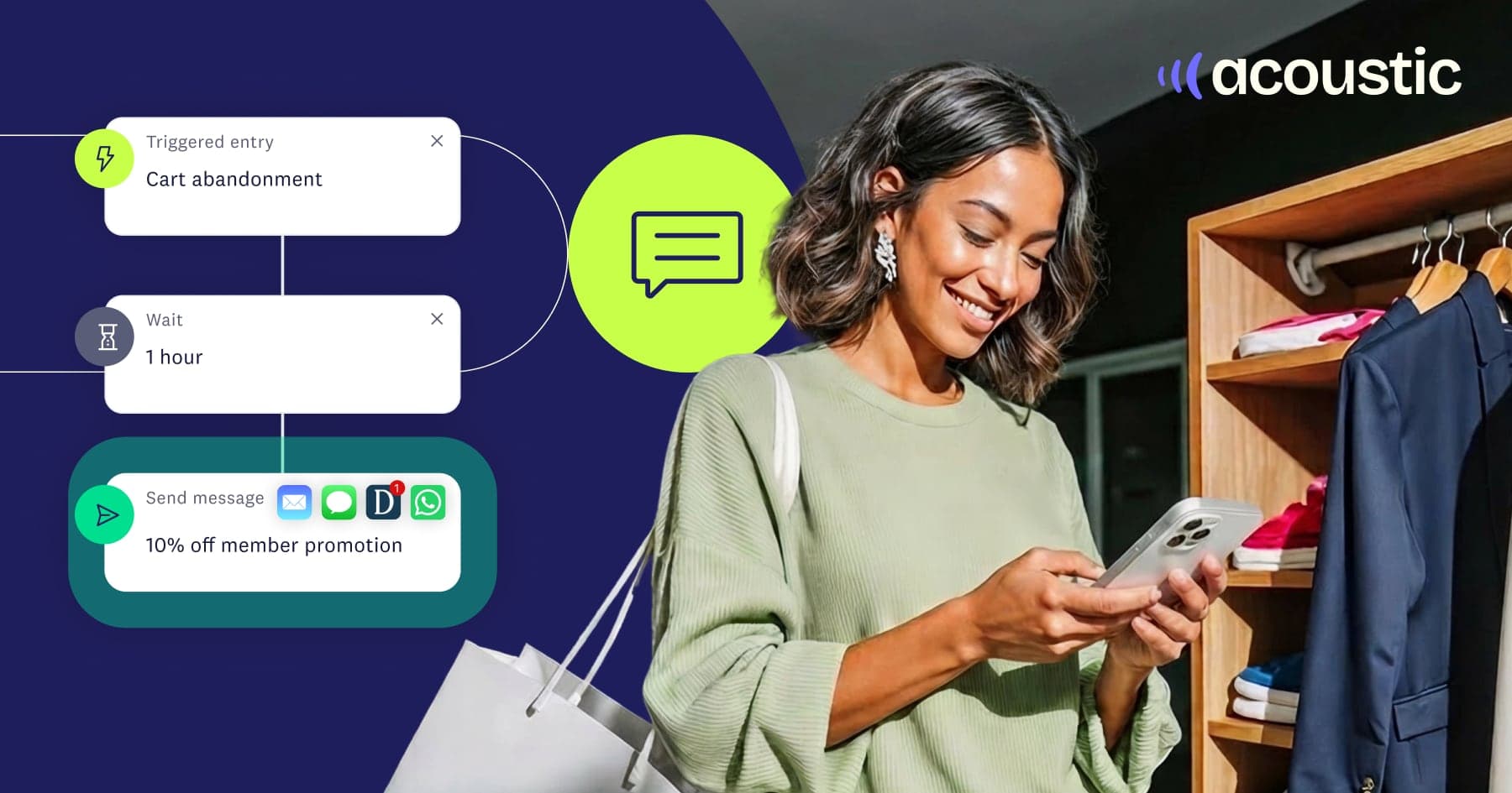 Woman using her phone while shopping